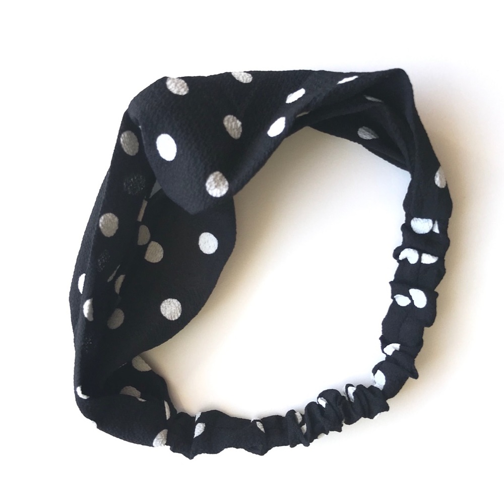 🌳black polkadot twist front headband🌳